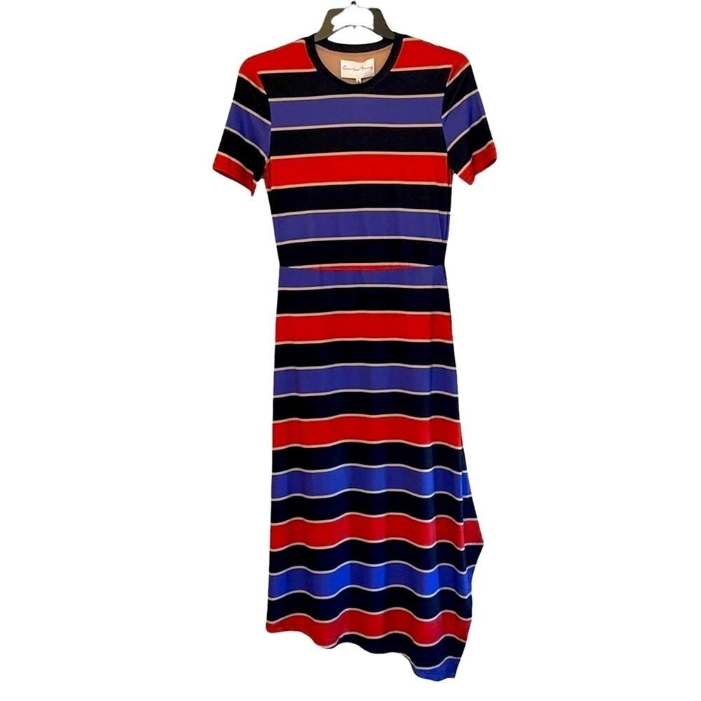 Chandler Henry‎ Asymmetrical Striped Maxi Dress Small NWT